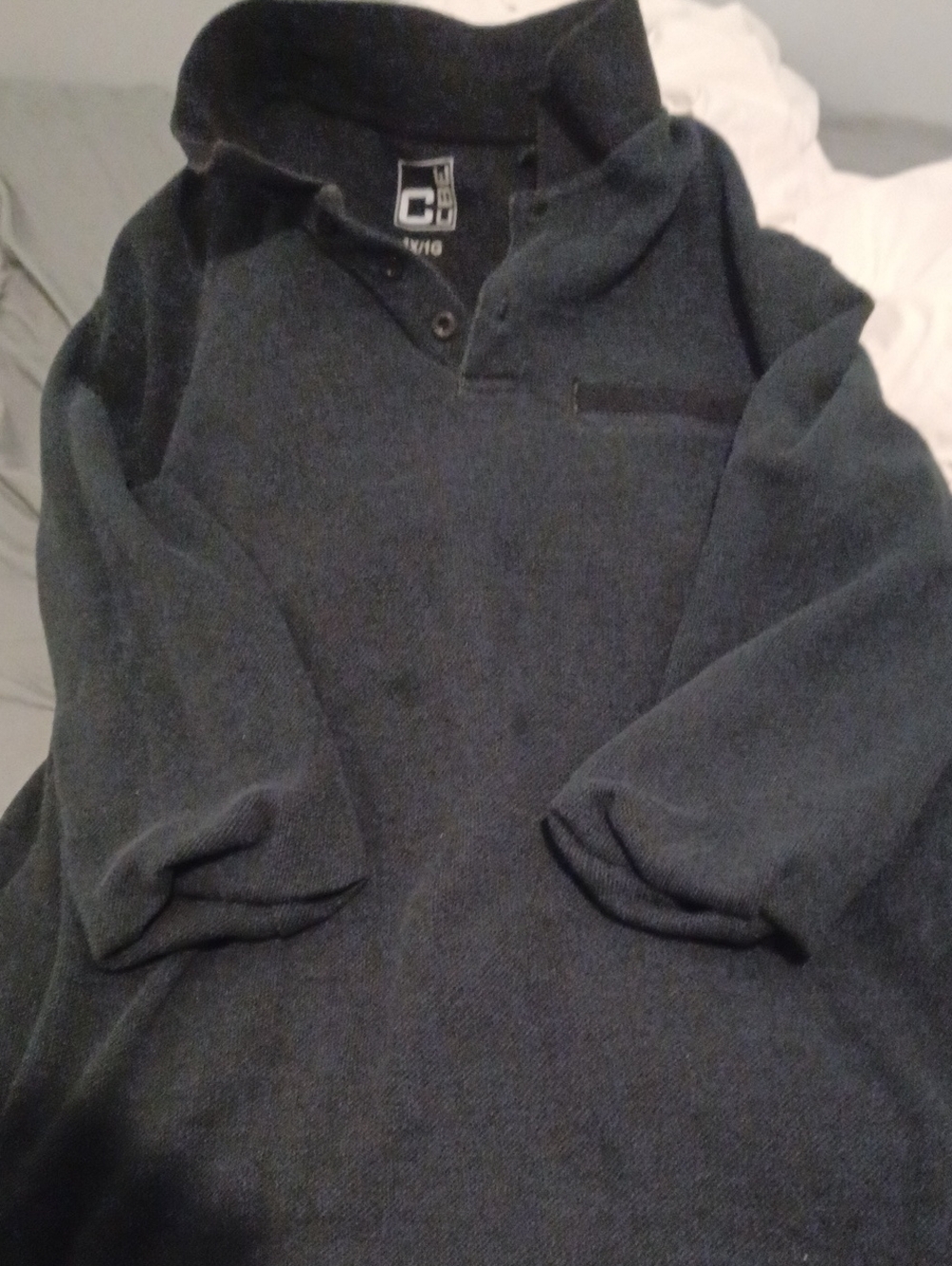 Men's Charcoal Pullover Knit Shirt with Button Collar
